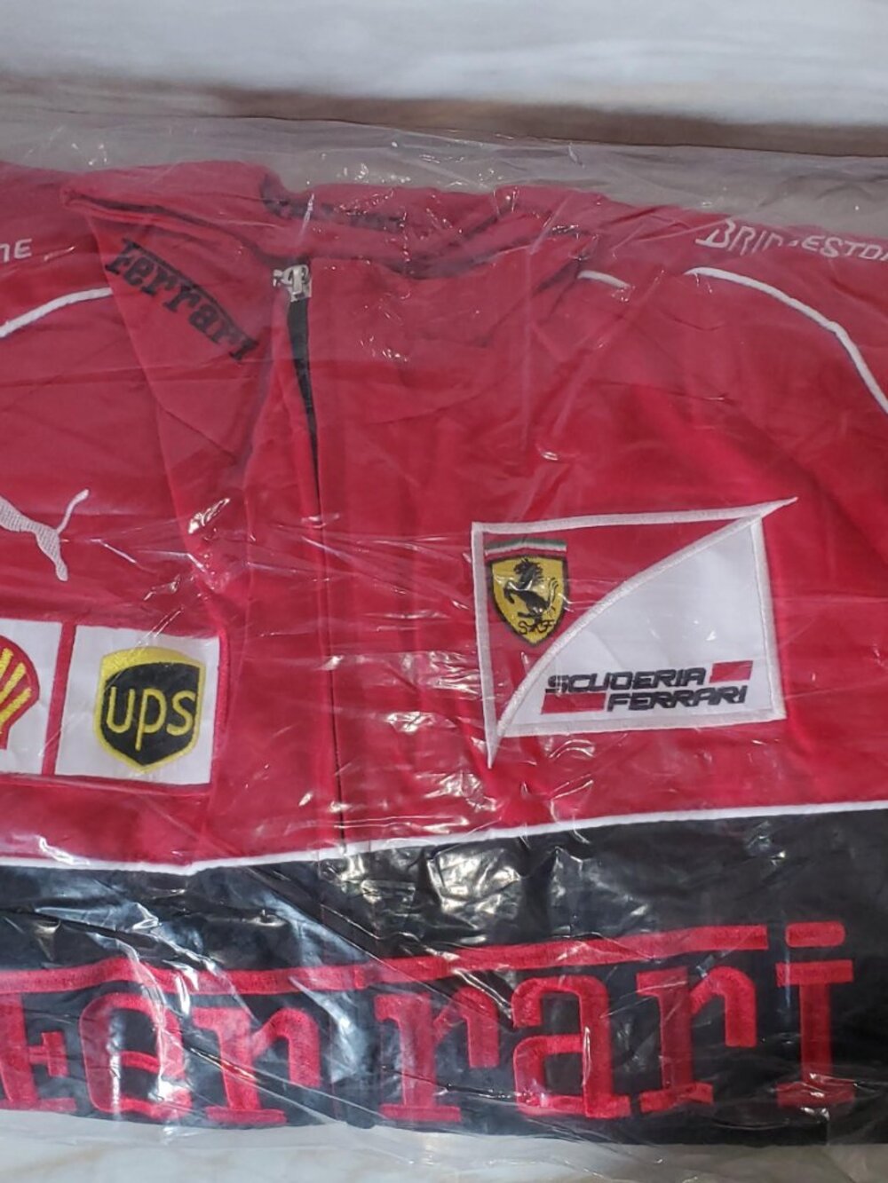 Ferrari F1 UPS Embroidered Shell Racing Jacket Size Large Red - Picture 13 of 13